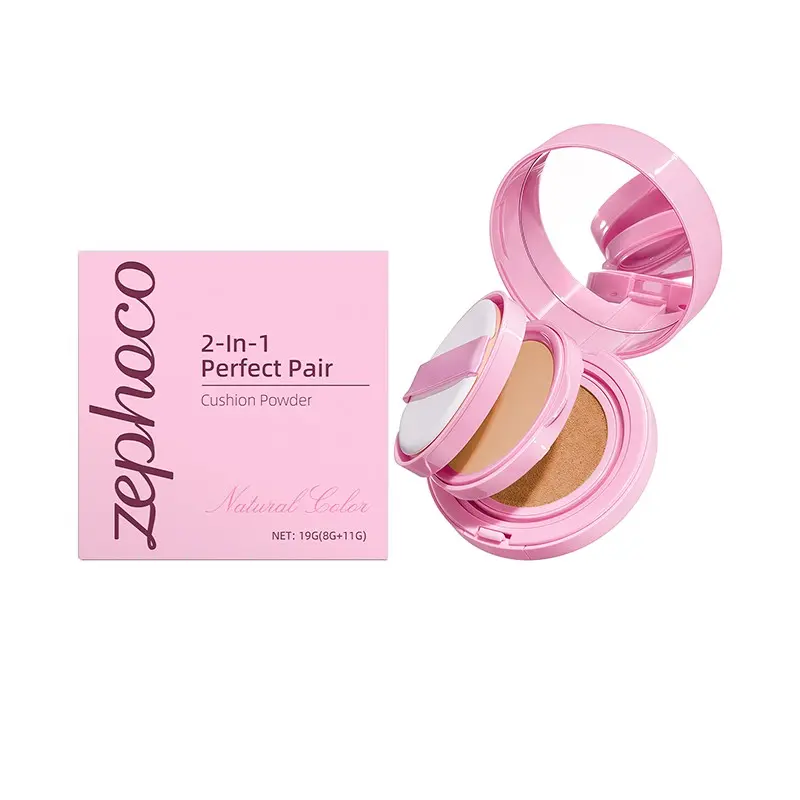 Natural Color Two-In-One Cushion Foundation, Clear Transparent Makeup, Moisturizing Lightweight Long-Lasting Daily Use