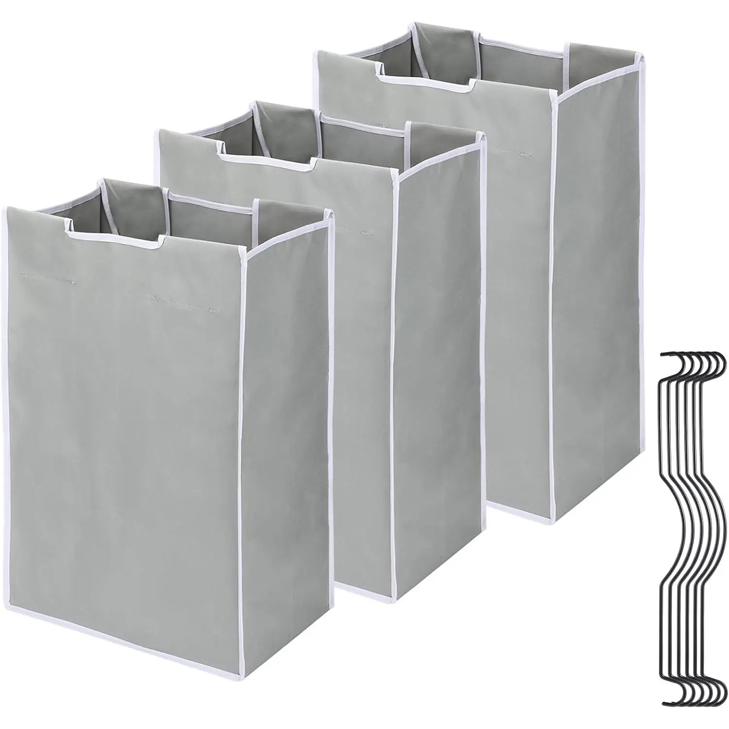 3 Bag Laundry Sorter Replacement Bags with 6 Handles, 3 Pack Large Hamper Cart Removable Replacement Bags, 600D Laundry Hamper Liner Laundry Storage Organizer, 14.9x9.0x21.7in