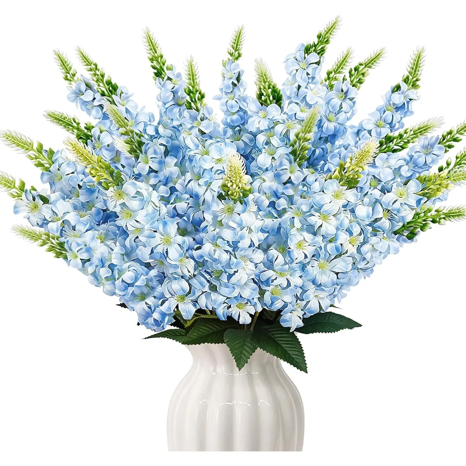 23 Inch Blue Delphinium Artificial Flowers Long Stem Artificial Flowers for Tall Vase 20 PCS Larkspur Flower Heads Silk Flowers for Wedding Bouquet Garden Party Centerpiece (Light Blue)