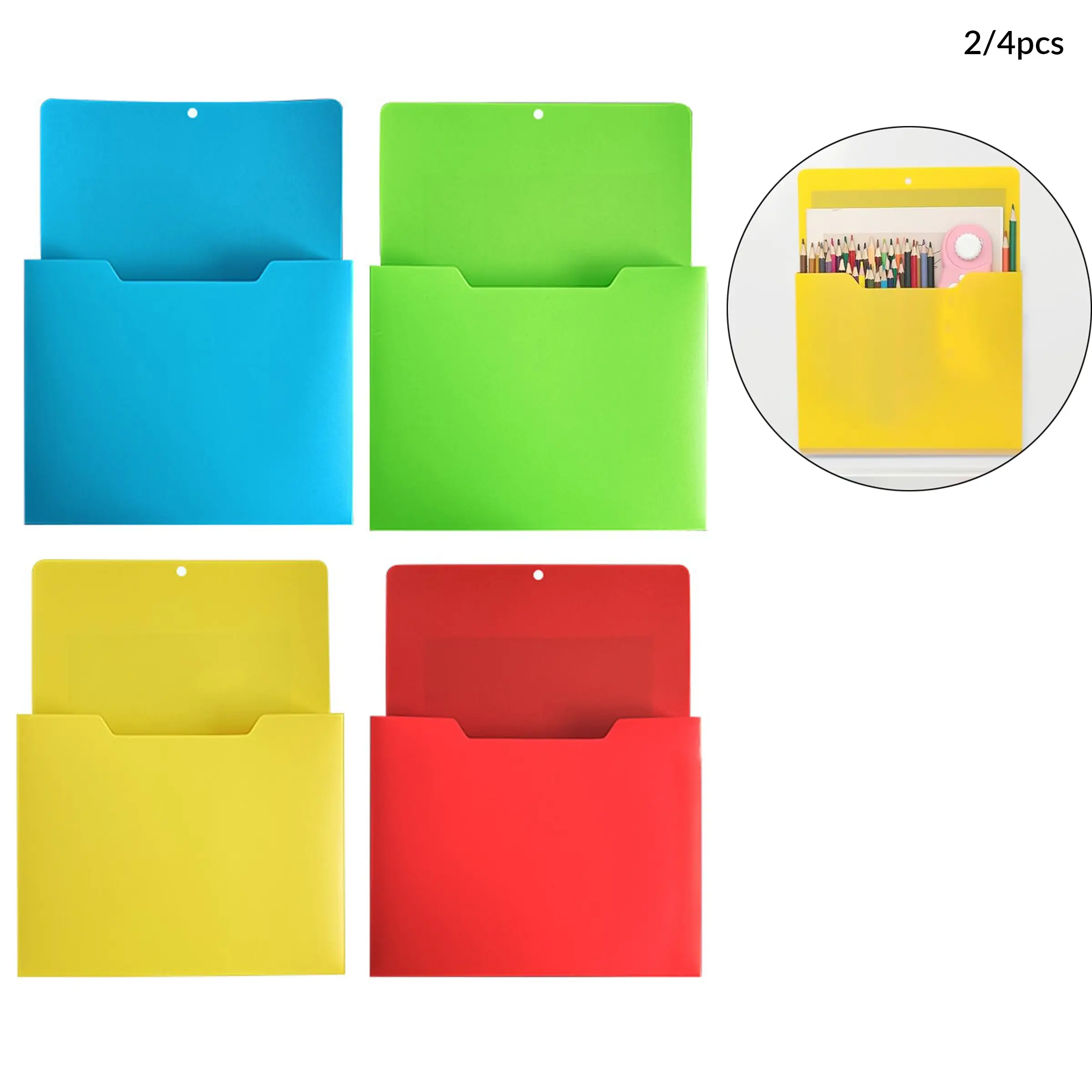 2/4pcs Magnetic File Organizer, Magnetic Wall File Holder Refrigerator Magazine Holder for Mail Letters Paper, Hanging Paper Holder for Classroom, Office, School