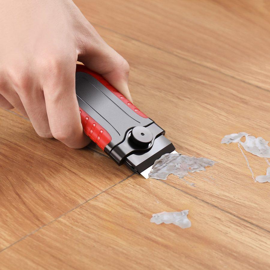 VEVOR Razor Blade Scraper, 15 Extra Blades, Locking Scraper Tool with Cap, Carbon Steel and POM Blades, for Cleaning Labels, Stickers, Decals, Paint from Glass Window Stovetop Cooktop Oven