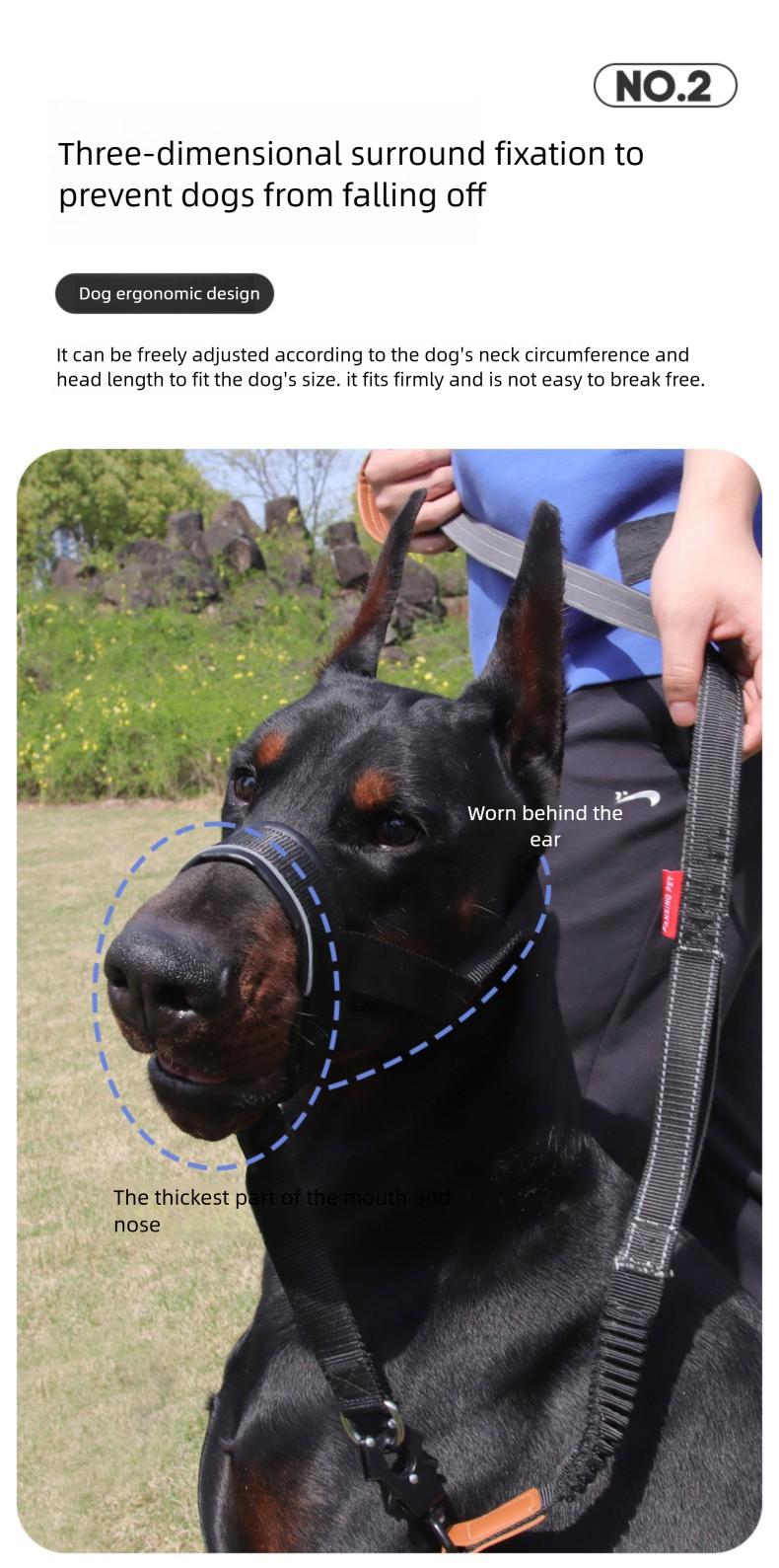 Reflective Anti-Pull Dog Muzzle & Headcollar |   Soft Adjustable Pet Training Halter for Safe Walking