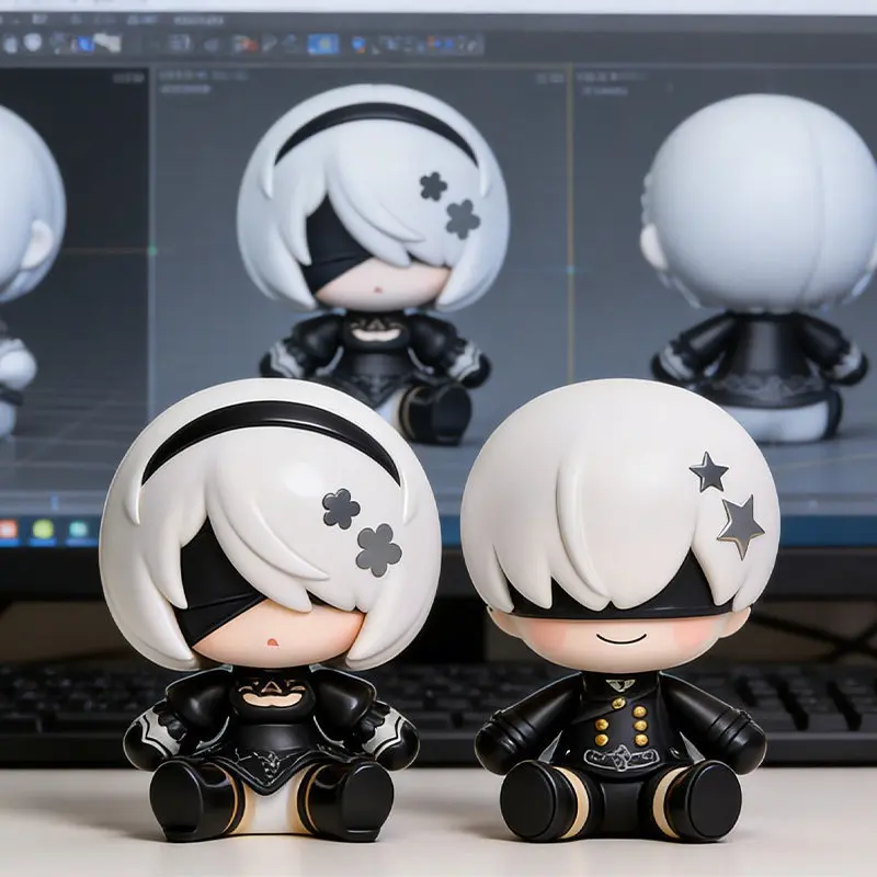 2 Pack Nier Automata Plush Doll Full Set 2B 9S White Short Bob Hair Black Blindfold Gothic Lace Outfit YoRHa No.2 Type B No.9 Type S Action RPG Game Character Soft Squishy Stuffed Toy Decor Gift For Teens Game Themed Birthday Party Favor Cross-Border Whol