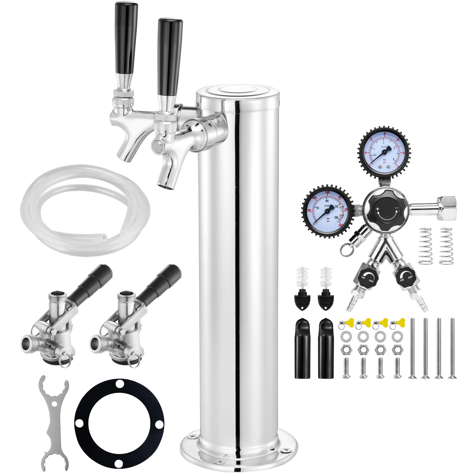 Kegerator Tower Kit, Dual Taps Beer Conversion Kit, Keep It Fresh Savor Every Flavor, Self-Closing Faucet Spring, Dual Gauge CGA320 Regulator, Dual Faucets Beer Tower