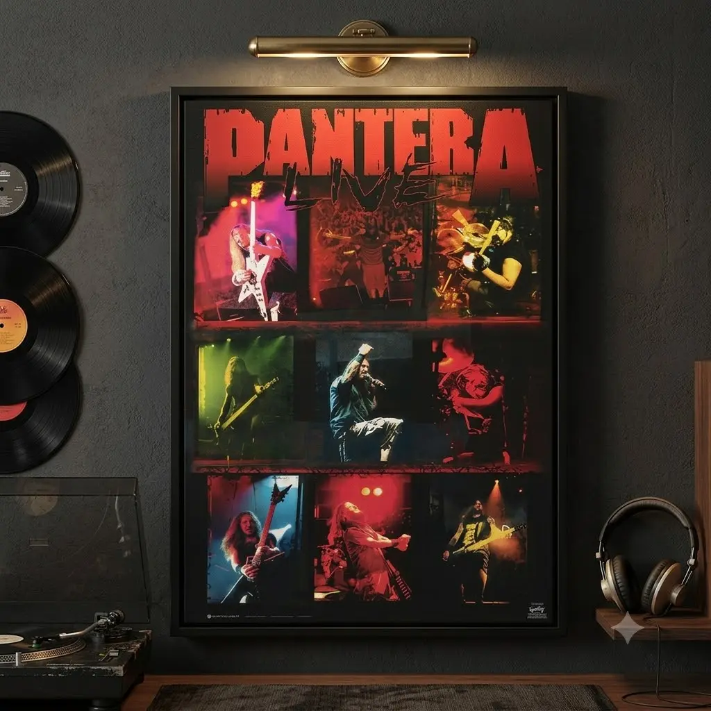 POSTER: MUSIC: PANTERA - LIVE-  COLLAGE - FULL SIZE Live concert poster retro band poster band tour poster commemorative music poster live album poster