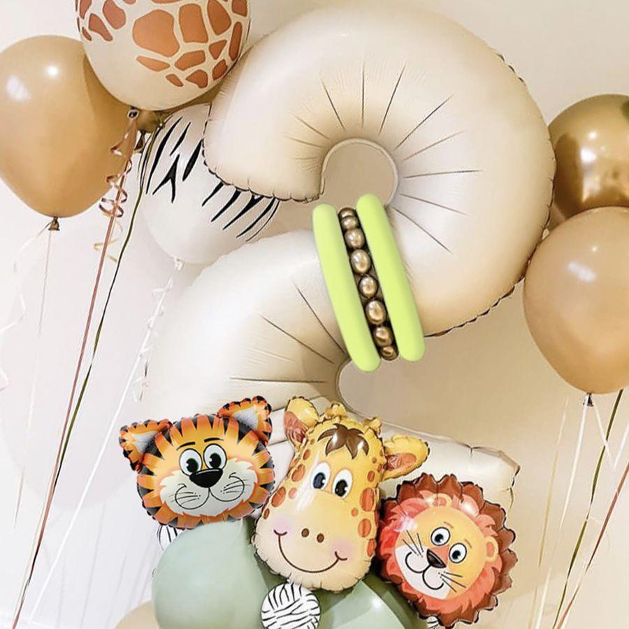 40 pieces new jungle retro animal balloons for kids birthday number 12345  party decoration set with digital columns Tiger Lion