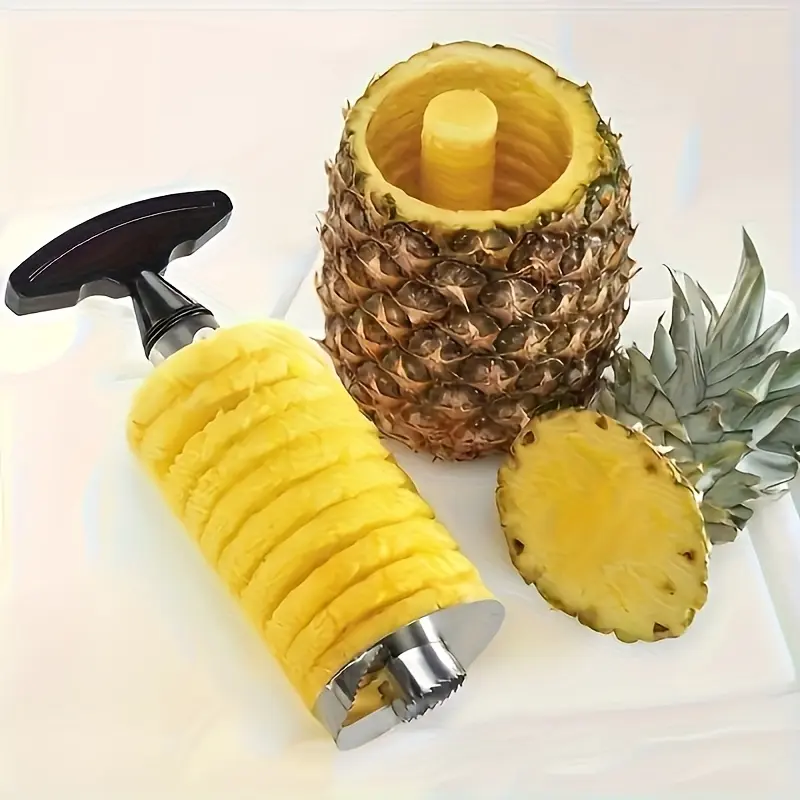 Stainless Steel Pineapple Corer-Slicer, Ergonomically Designed Comfortable Multifunctional Handy Kitchen Gadget for Peeling