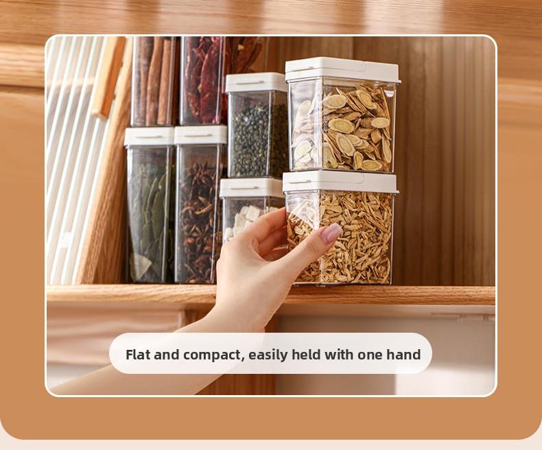 FaSoLa seasoning storage box for kitchen use, transparent with lid, sealed and moisture-proof spice and condiment dispenser box