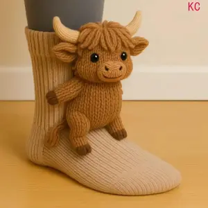 Unisex Soft 3D Knitted Animal Plush Socks, Cute Quirky Pattern Comfortable Daily Foot Wear One Size Fits All For Casual Daily Matching