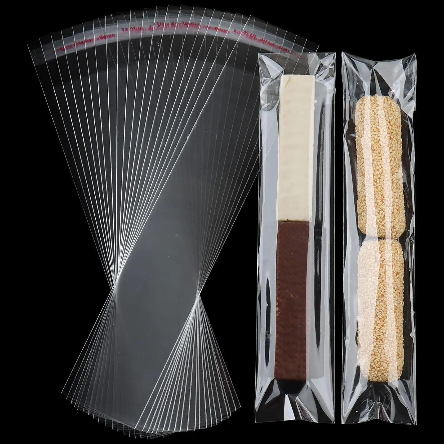 120 count Pretzel Rod Bags, Self Sealing Cellophane Bag 2x10 Inches, Clear Cookie Bags with Seal for Cookies, Pretzels, Candy, Party Favors, Bakery Packaging