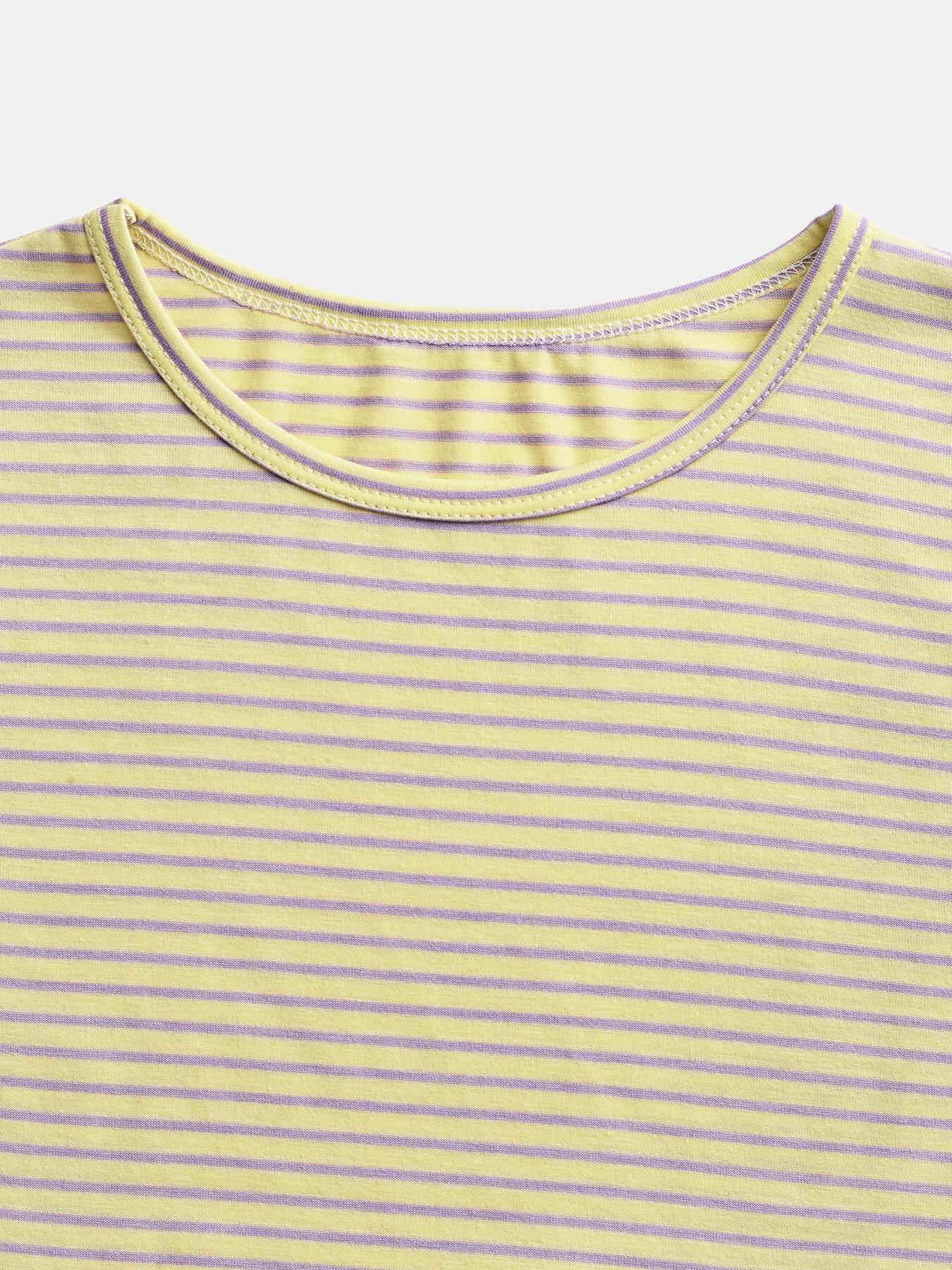 Women's Casual Striped Long Sleeve Top and Shorts Set, Fitted Regular Length, All Seasons, Plain Pattern, 2 Piece