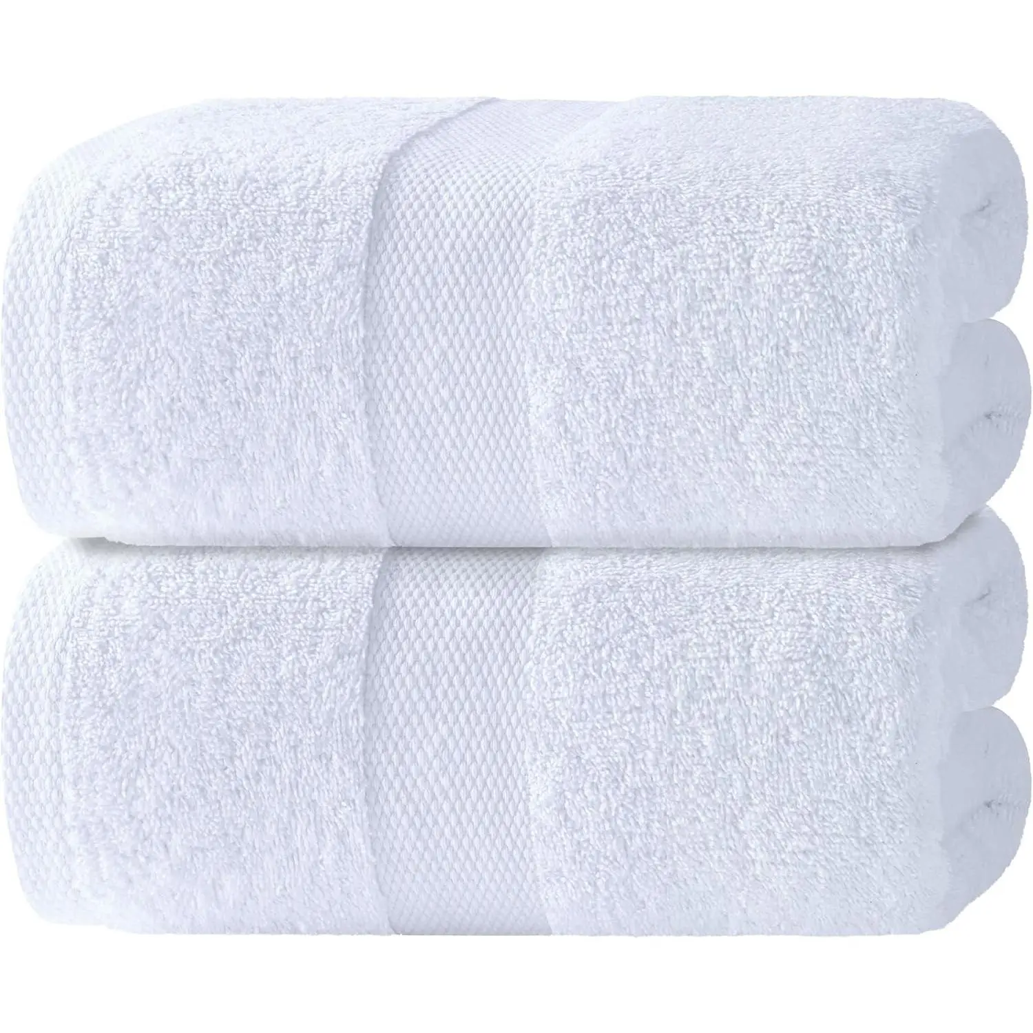 Fluffy Thick 650 GSM Cotton Luxury Bath Sheet Towels Set - 35x70 in Oversized Shower Towels, Lint-Resistant, Highly Absorbent, Quick Dry, Hotel Quality, White, 2 Pack