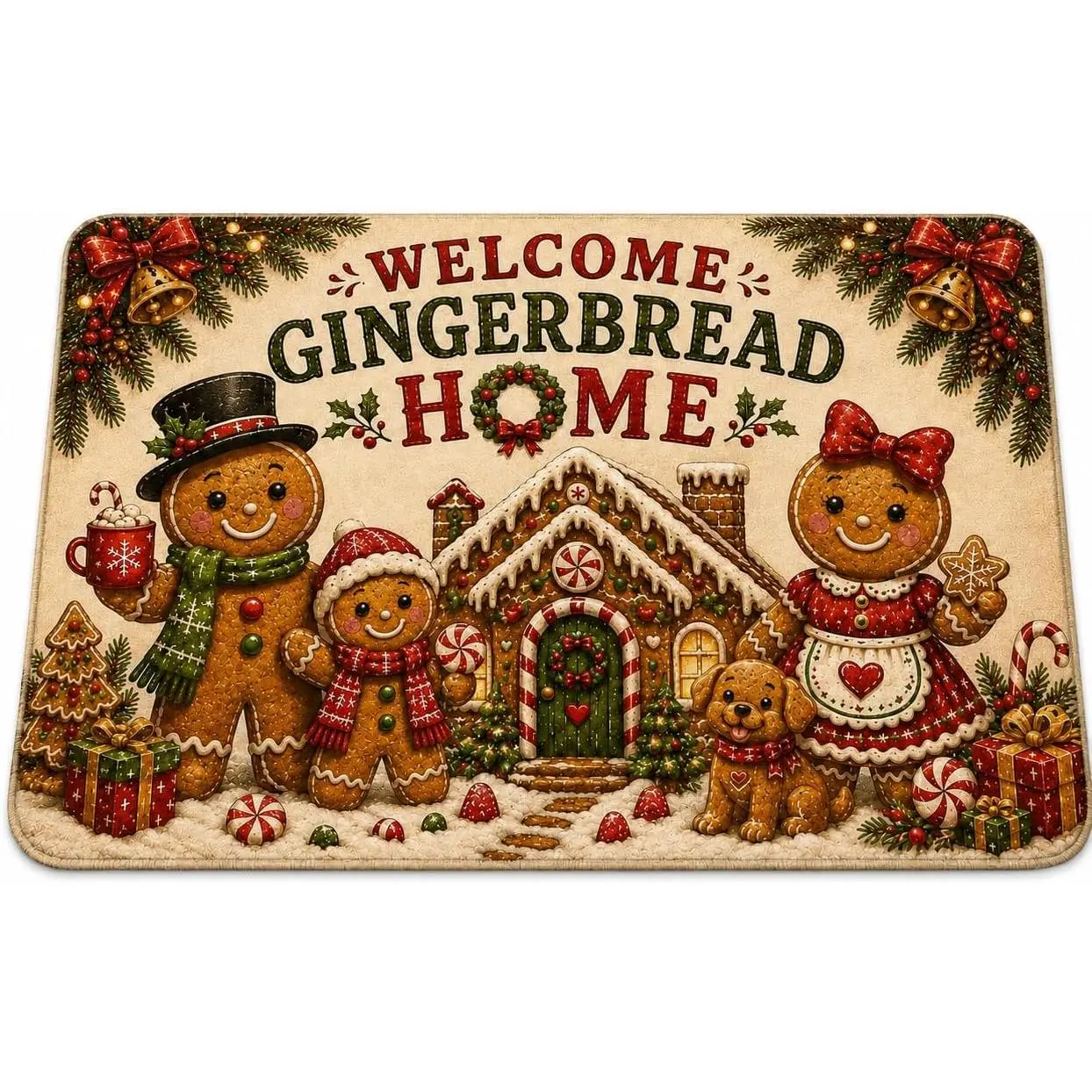 Gingerbread Christmas Decorations Gingerbread Kitchen Rugs Mat ﻿ | Soft  Fleece Gingerbread Decorations Christmas Kitchen Mats For Holidays Kitchen Christmas Rugs 23.6x15.7in