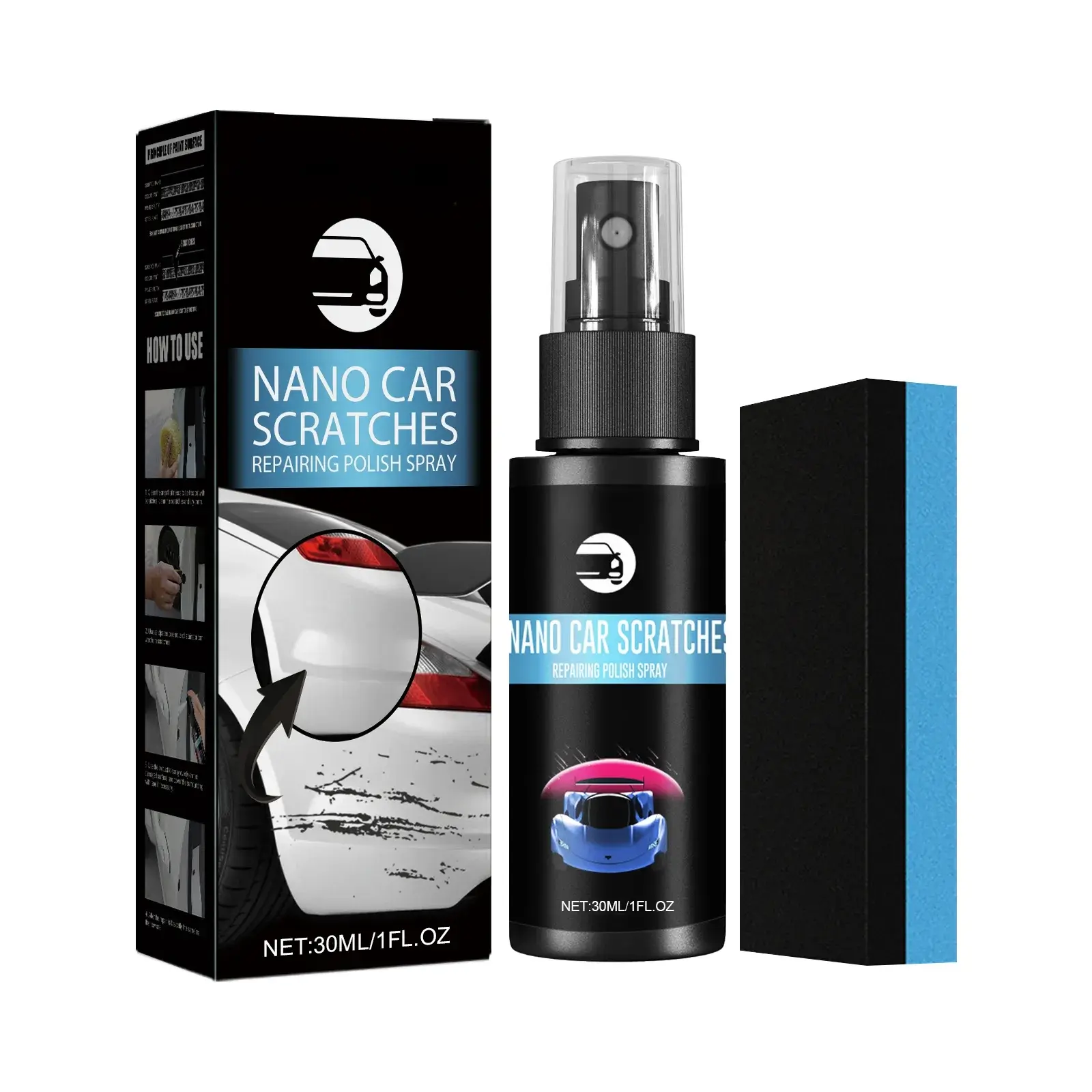 Automotive Scratch Repair Spray - Liquid Car Maintenance Solution with Polysiloxane & Other Nanomaterials, Easy-to-Use Paint Brightening & Reconditioning Care Product