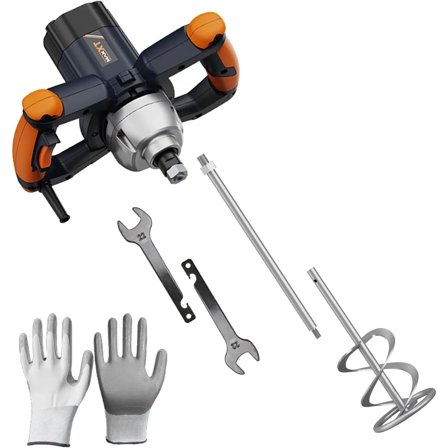 1200W Handheld Mortar Mixer with 120mm Stirring Paddle | Power mixer with 120mm paddle for mortar, concrete, plaster,  and construction adhesive