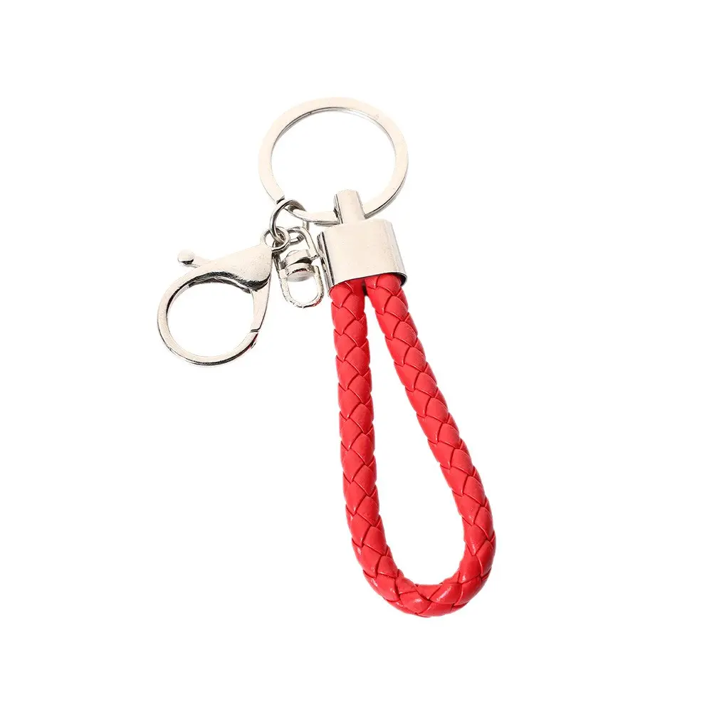 Woven Leather Keychain Rope, Simple Key Ring, Car Backpack Accessory, Versatile Small Pendant, Multiple Colors, Affordable Commute Gift