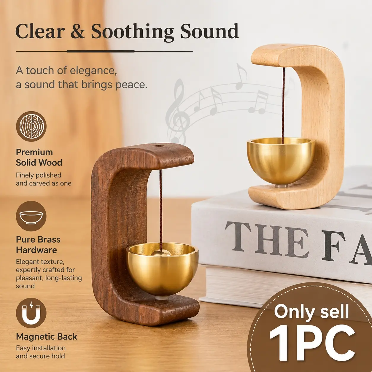 1PC Japanese Wooden Wind Chime Door Bell – Calming ASMR Sound, Magnetic Door Chime Doorbell Chime for Entryway, Viral Decorative Home Decor Trend, Zen Room Aesthetic, Unique Gift for Valentine's Day, Housewarming & Birthday