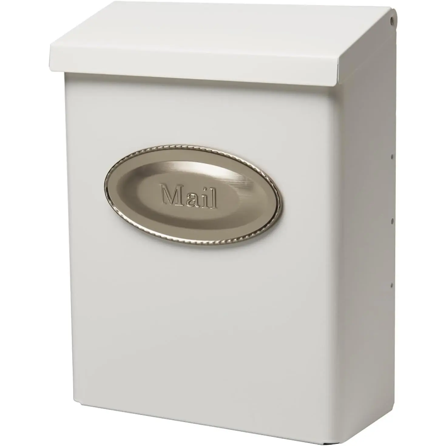 Designer Galvanized Steel Locking Wall Mount Mailbox, White with Satin NickelGift