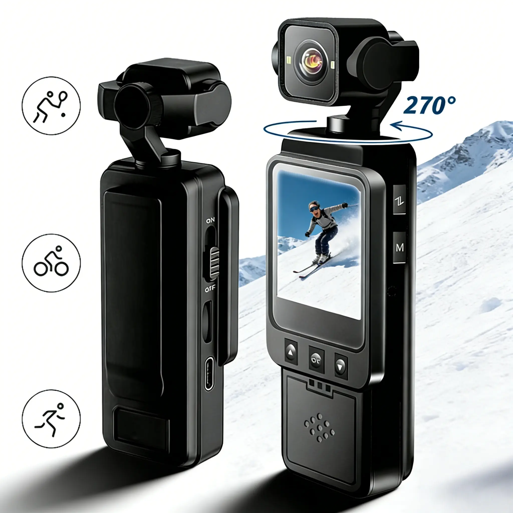1080P Action Camera ,Portable Pocket Action Camera,1.54" IPS ScreenHands Free ,  Vlogging, Sports,6X Zoom, Wide Angle, USB charging,action camera,video camera,Skiing,Hiking, Wireless Vlog Camera, Video Recording Camera