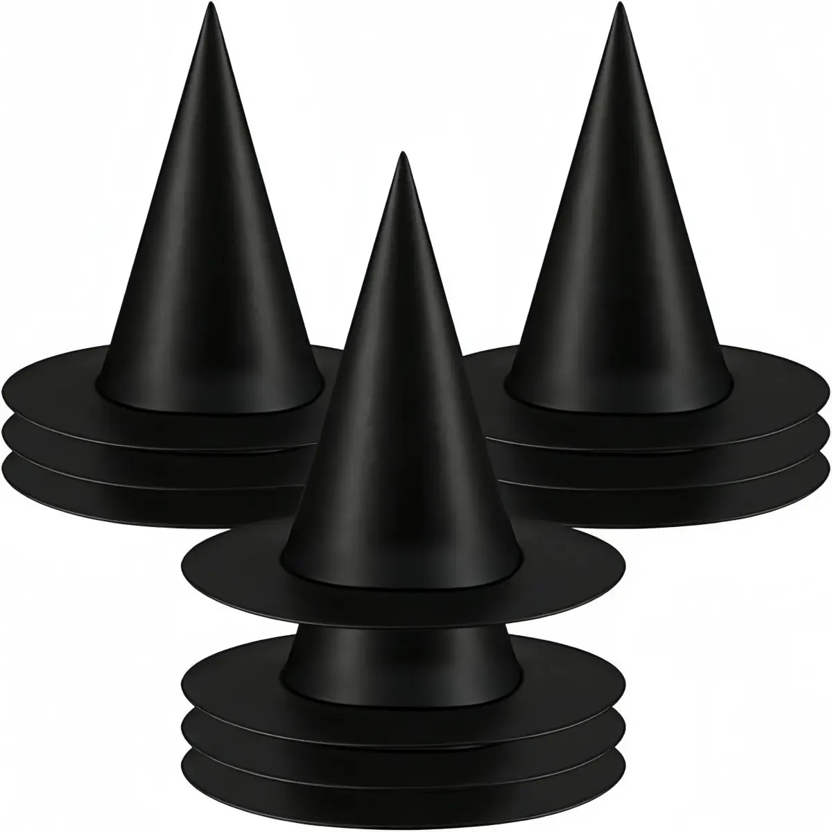 6 Halloween Witch Hats, Black Hanging Witch Hats, Witch Costume Accessories, Witch Hats with Nylon Straps, Indoor/Outdoor Halloween Party Decorations