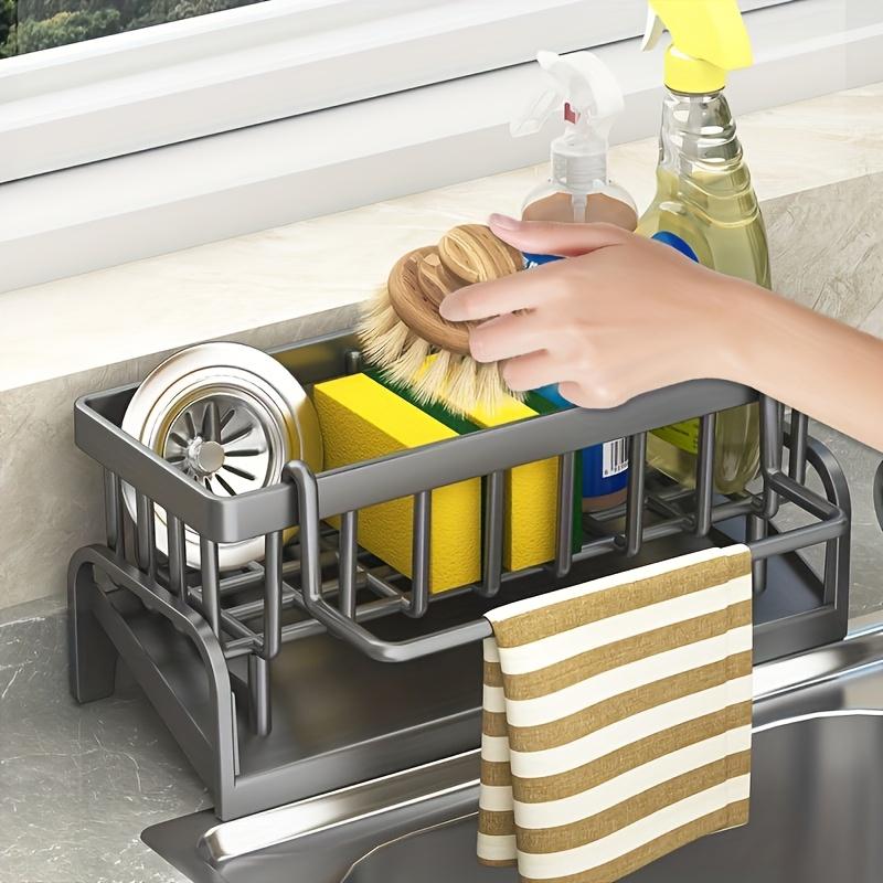 1PC Faucet Hanging Sink Storage Rack, Drain Easy Clean Space Saving, Kitchen Bathroom Sponge Dishcloth Brush Organizer