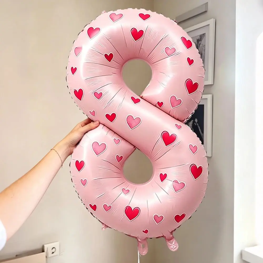 40-Inch Light Number Balloon and Heart Sticker Set, Balloon Decorations Kit, Heart Stickers for Birthday Party Decorations and Photo Props
