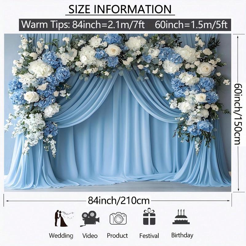 Flower Pattern Wedding Backdrop - Romantic Polyester Backdrop, Wedding Decoration, Birthday Party, Photo Props Background Cloth, Banners, Perfect for Gifts, Dorm & Party Wall Decor
