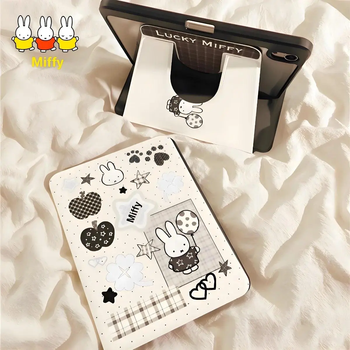 Kawaii Miffy Rabbit Acrylic TPU Tablet Case, Cute Cartoon Balloon Design Soft Protective Cover for 10.9in iPad 10, 10.2in 7/8/9, 11in Air 6 – Cute Accessory for All Ages, Covers, Contemporary Art