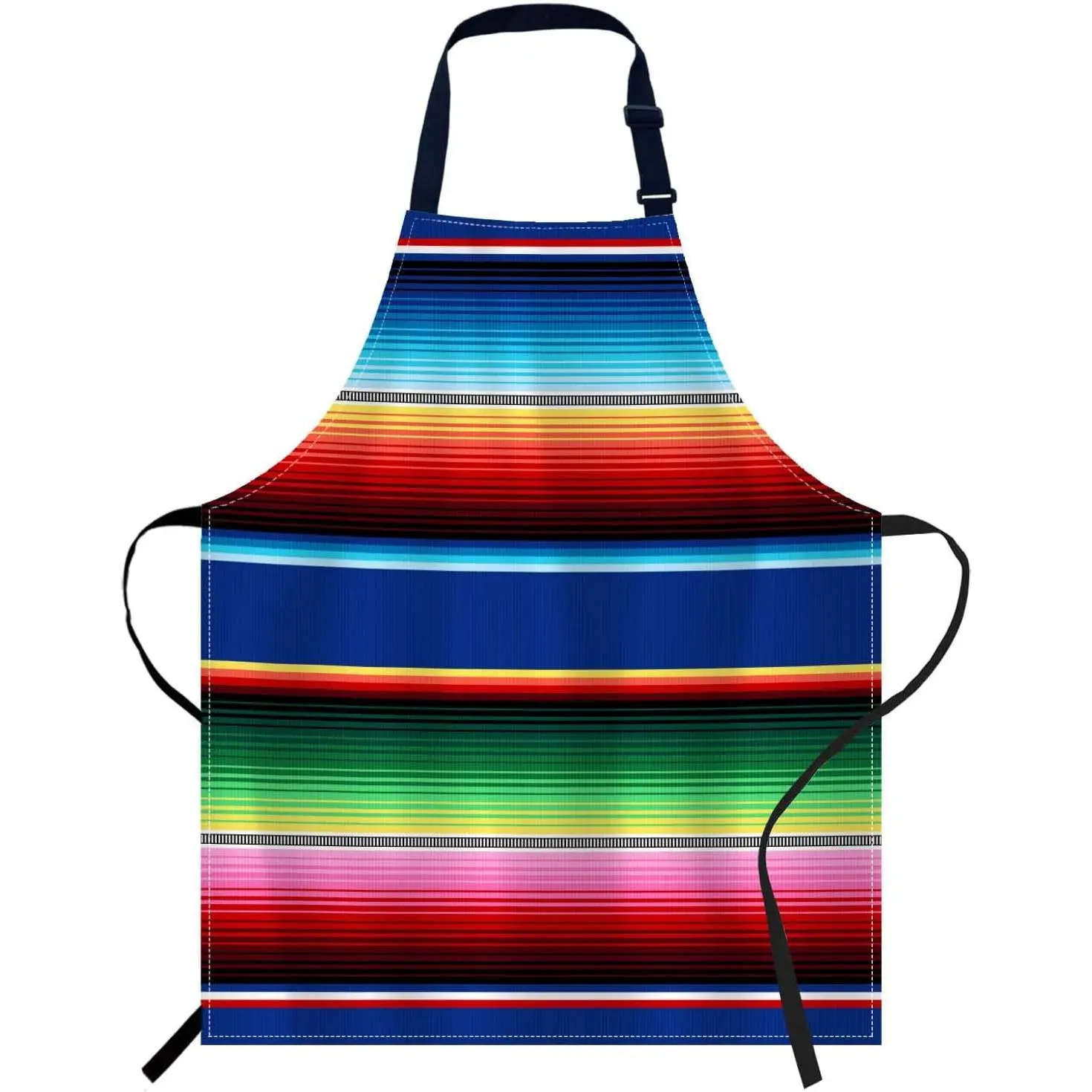Mexican Colorful Stripes Apron Unisex Adjustable Bib Apron Cooking Kitchen Chef Women Men Aprons for  Kitchen, Restaurant,Coffee House,Shop,Garden