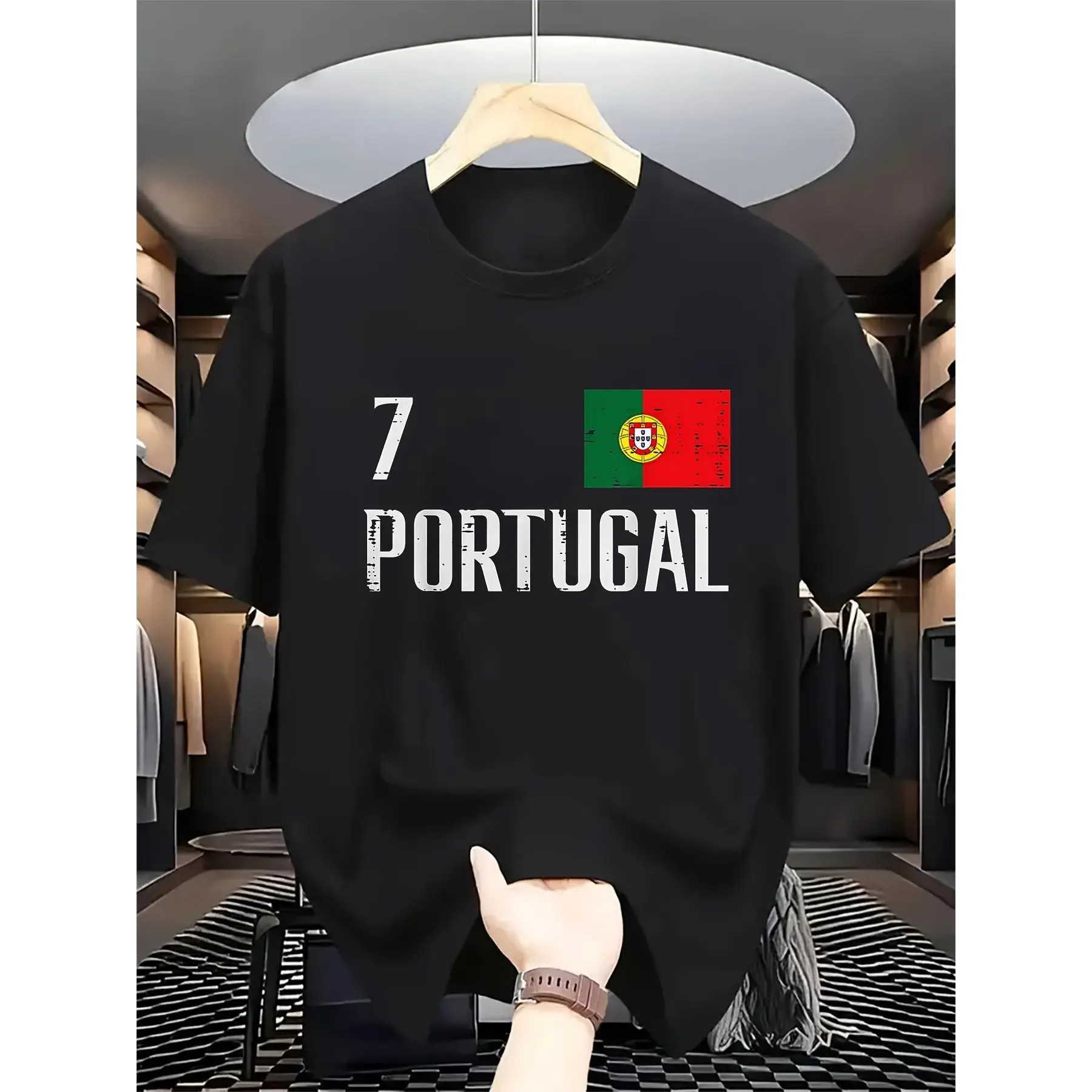 Women's Portugal Soccer Jersey - Number 7 Vintage Football Shirt with Portugal Flag colors, Crew Neck Drop Shoulder Top for Women, Casual Sports & Casual Attire (Machine Washable) - Fan Apparel Gift, Game Day Outfit, Sporty Aesthetic, Highquality Print