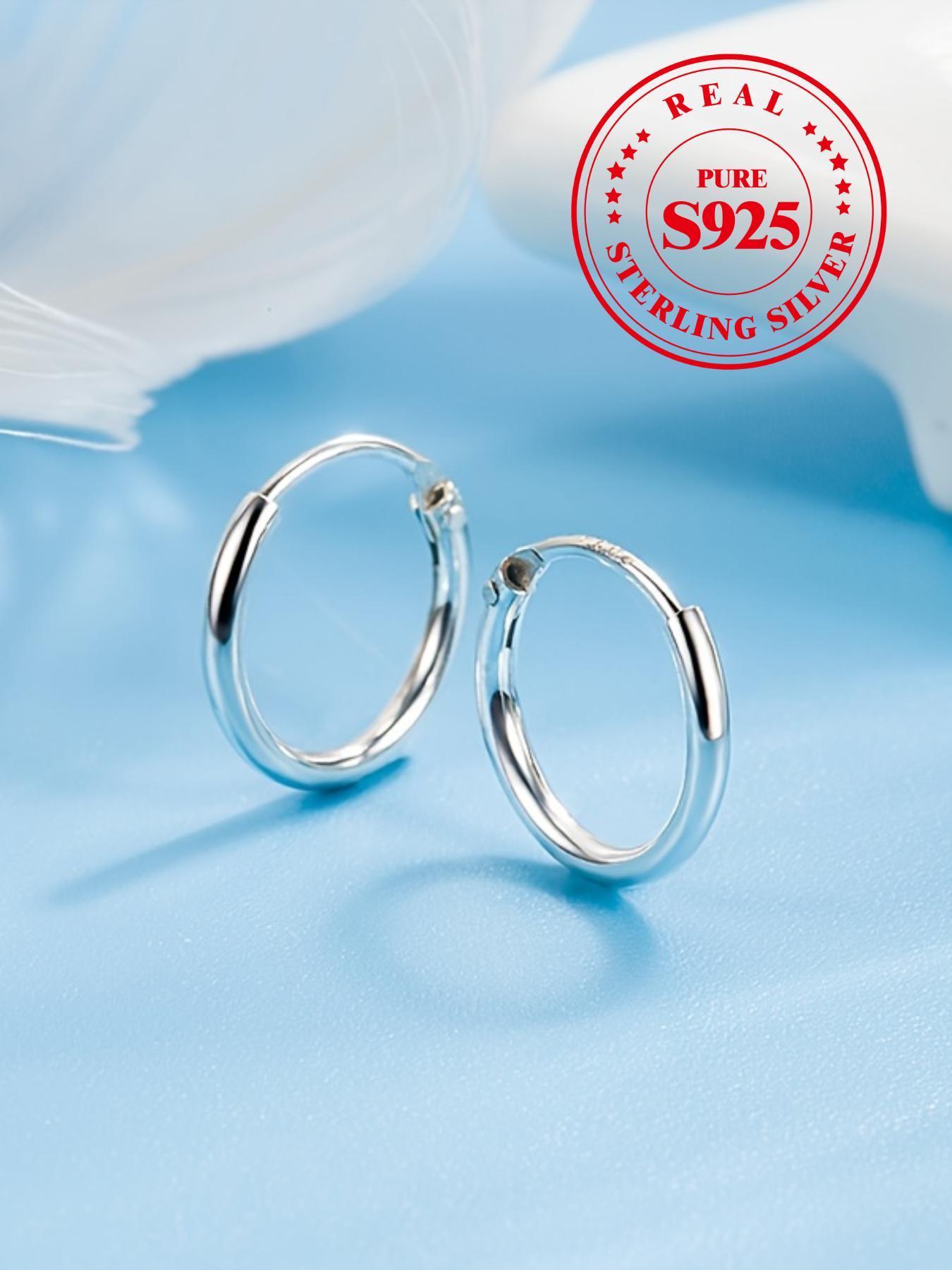 925 Sterling Silver Simple Hoop Earring Sets, High Quality Earrings, Fashionable Elegant Minimalist Earrings for Women & Girls, Trendy All-match & Exquisite Jewelry for Birthday Gift, Gifts for Wife, Silver Jewelry