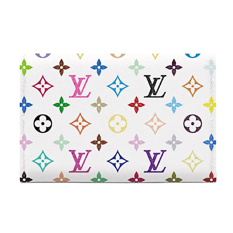Louis Vuitton x Takashi Murakami Slim White Tricolor Coated Canvas Cardholder for Women