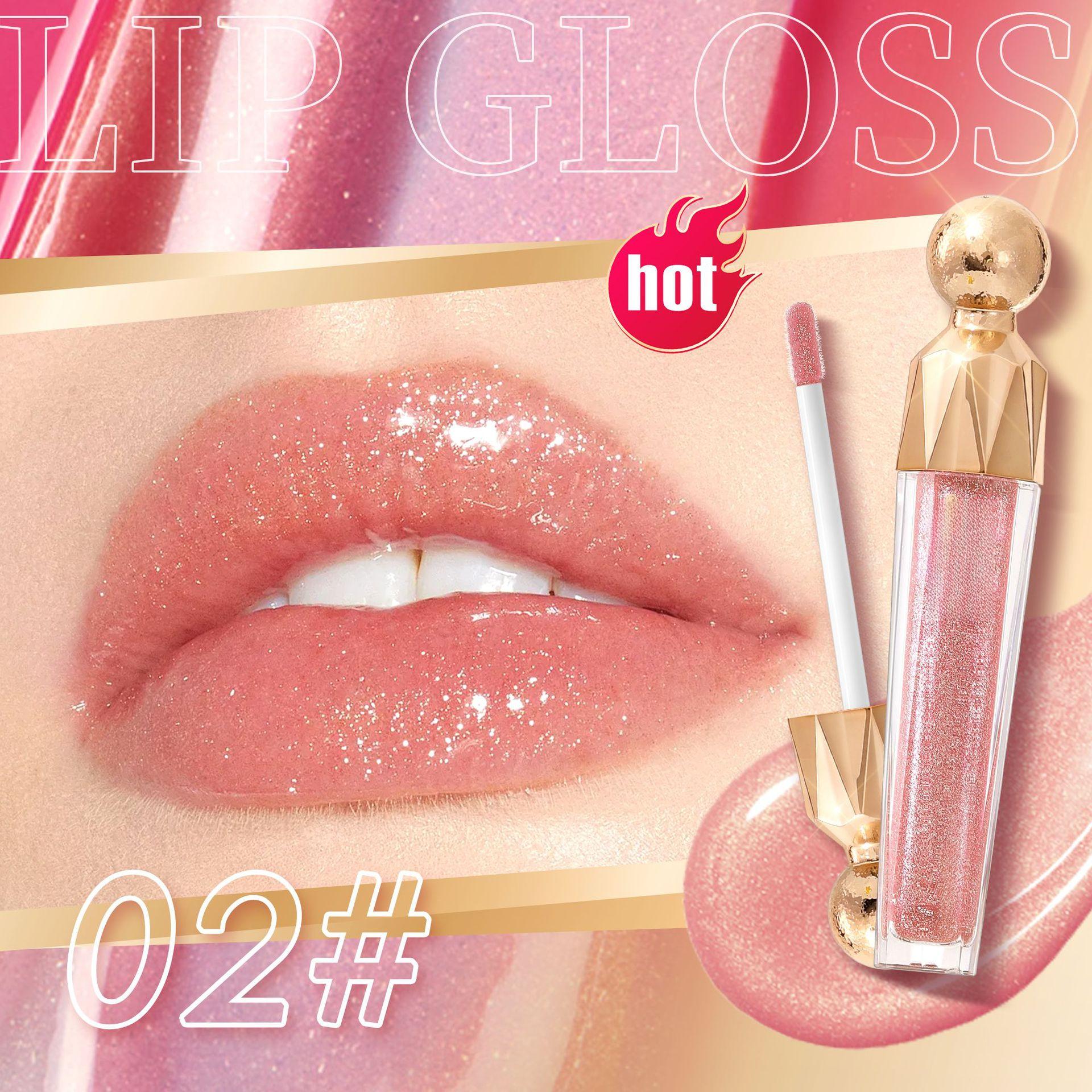 Fine shimmer lip gloss that doesn't fade, easy to apply, moisturizing and hydrating, with a glossy mirror-like finish for plump lips