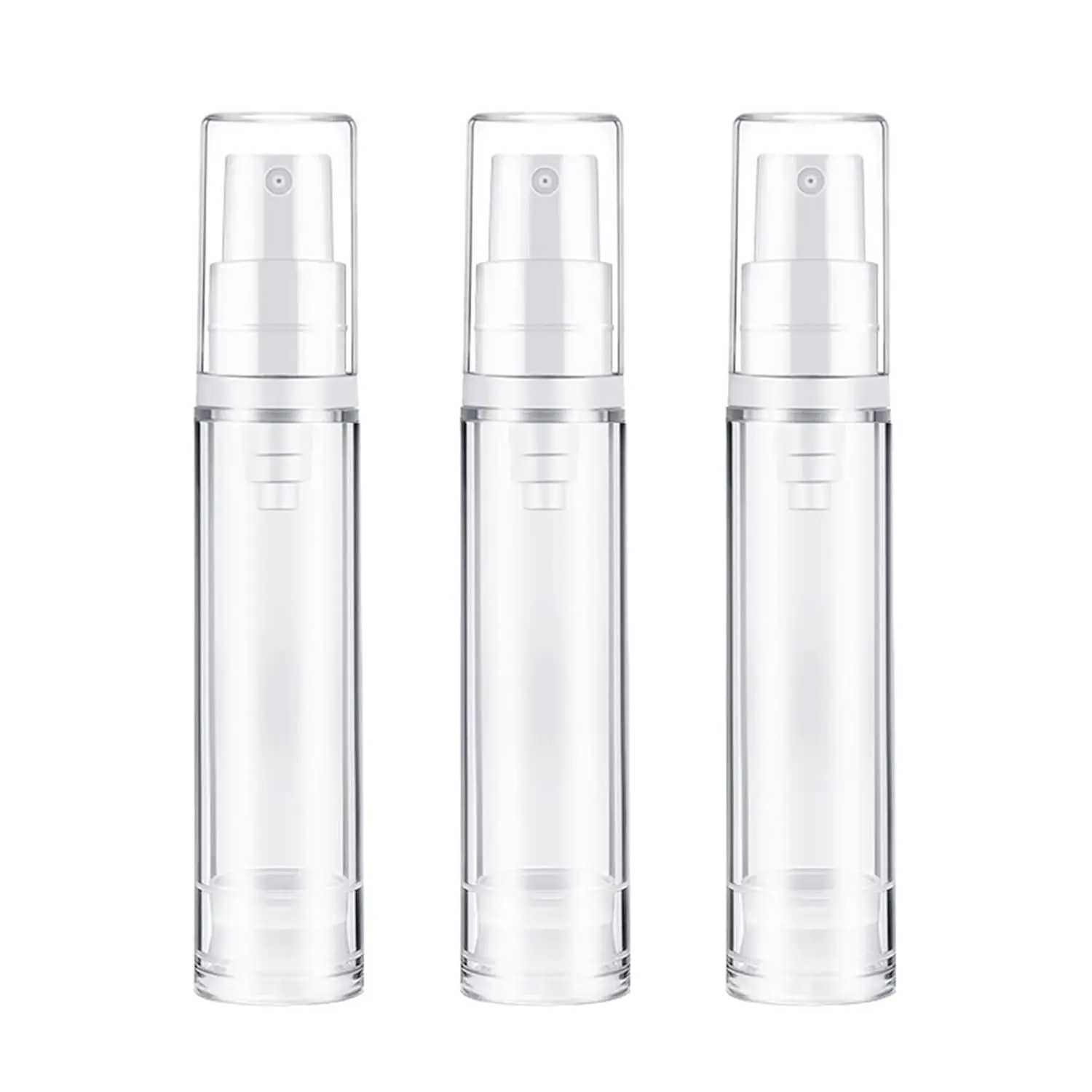 3pcs Empty Airless Pump Bottle Refillable Clear Travel Lotion Containers Vacuum Cosmetic Container Press Bottles for DIY Foundation, Gel, Essence, Lotion, Moisturiser (10Ml), 3.0 CountGift