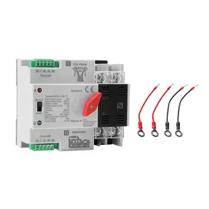 100Amp AC110V Automatic/Manual Transfer Switch 2P 50/60Hz, 2POLE 100A Mini ATS Solar Auto Dual Power Switch for Home Generator, Din Rail Mounted Cn Automatic Changeover Fast Transfe for Rv, Lv Power