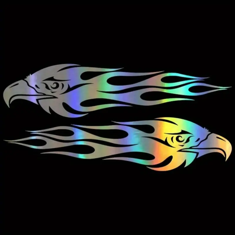 Reflective eagle flame stickers Decal for motorcycle, car and bicycle decoration - Safety reflective strips that enhance visibility and style