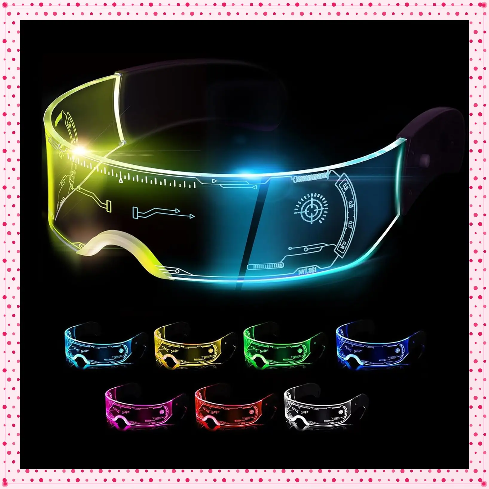Led Visor Glasses Light Up 7 Colors and 4 Modes, Cyberpunk Glasses for Halloween Cosplay Party Bar AdultsGift