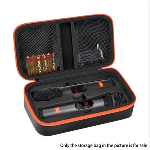 Wireless Microphone Case Compatible with JBL Wireless Two Microphone System, Handheld Dual Mic Travel Bag for Singing or Karaoke for Receivers, Adapters, AA Batteries