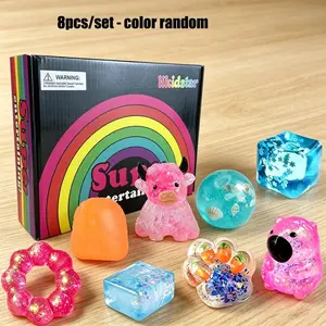 8pcs Blind Box Stress Relief Toy Set, Soft Tpr Material, Sensory Playset, Creative Slow Rebound Toys, Party Gift, Anxiety Relief for Kids & Adults