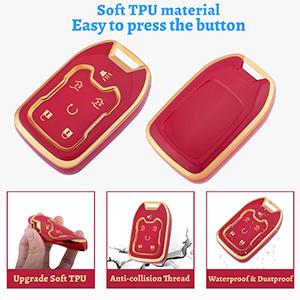 for GMC Key Fob Cover with Keychain，Key Case Shell TPU Full Protection Compatible with GMC Chevy Acadia Sierra Terrain Silverado 1500 2500HD 3500HD Tahoe (Blue, 5 Button)