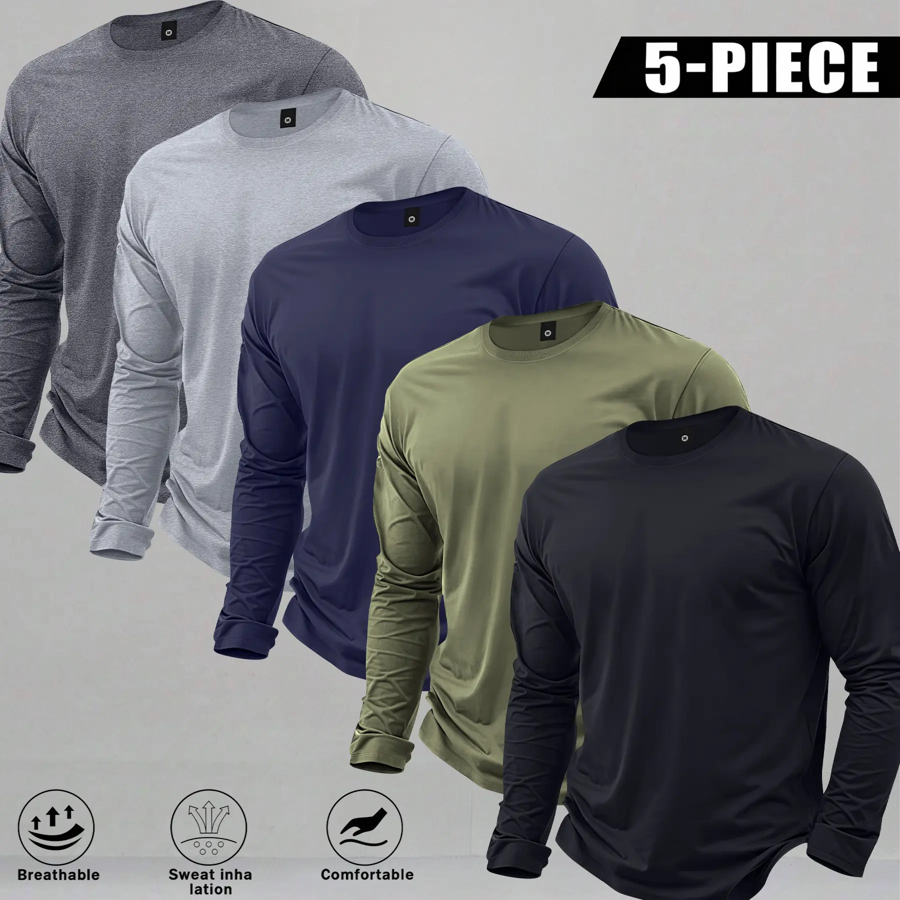 Vintage Multi-Pack Long Sleeve Tees for Men, All-Season Versatile Men’s Tops. Functional athletic tees ideal for outdoor activities and gym workouts. Trendy extended length cut, perfect for casual strolls and dates. An ideal gift choice for your boyfriend