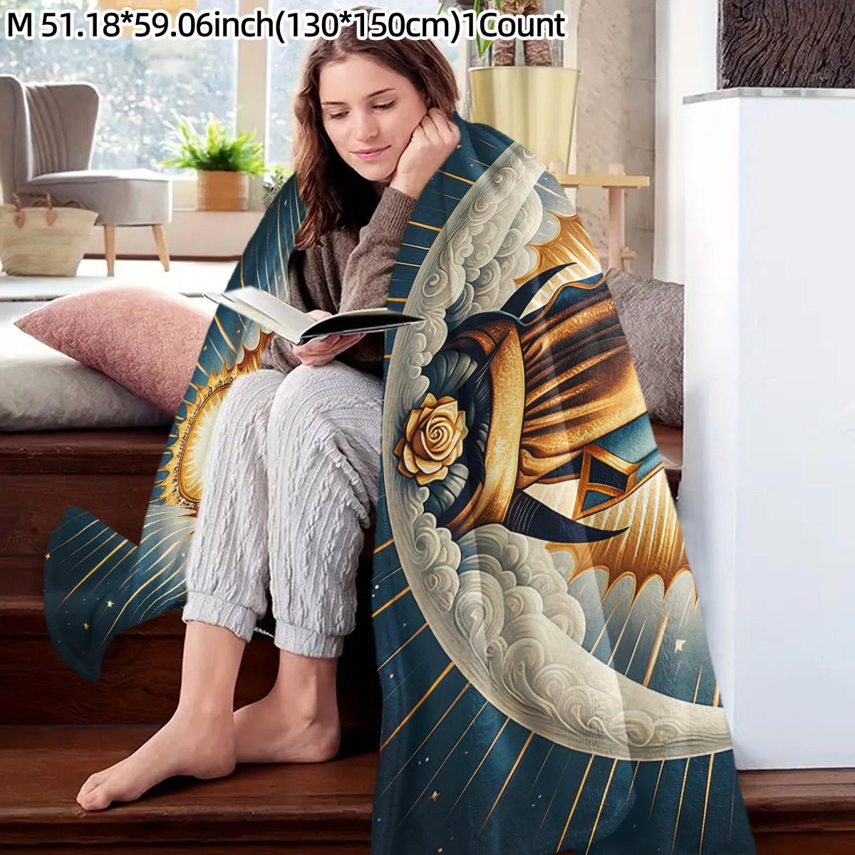 Virgin Mary Pattern Blanket, 1 Count Soft Warm Throw Blanket, Air-conditioned Room Blanket, Warm Nap Blanket for Home Office Camping Travel, Inspirational Blanket