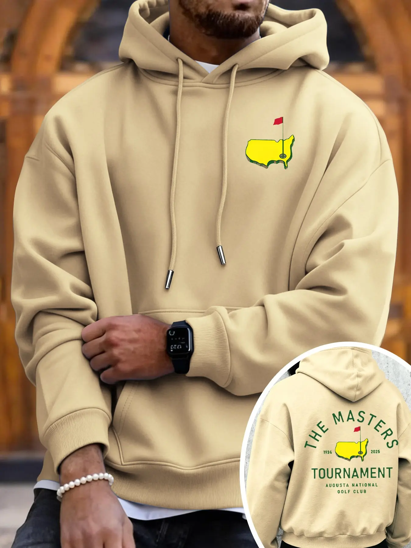 Unisex Fall/winter Golf Vintage 'the Masters' Print Sweatshirt, Light Augusta Course Design, Casual Loose Fit, Long Sleeve