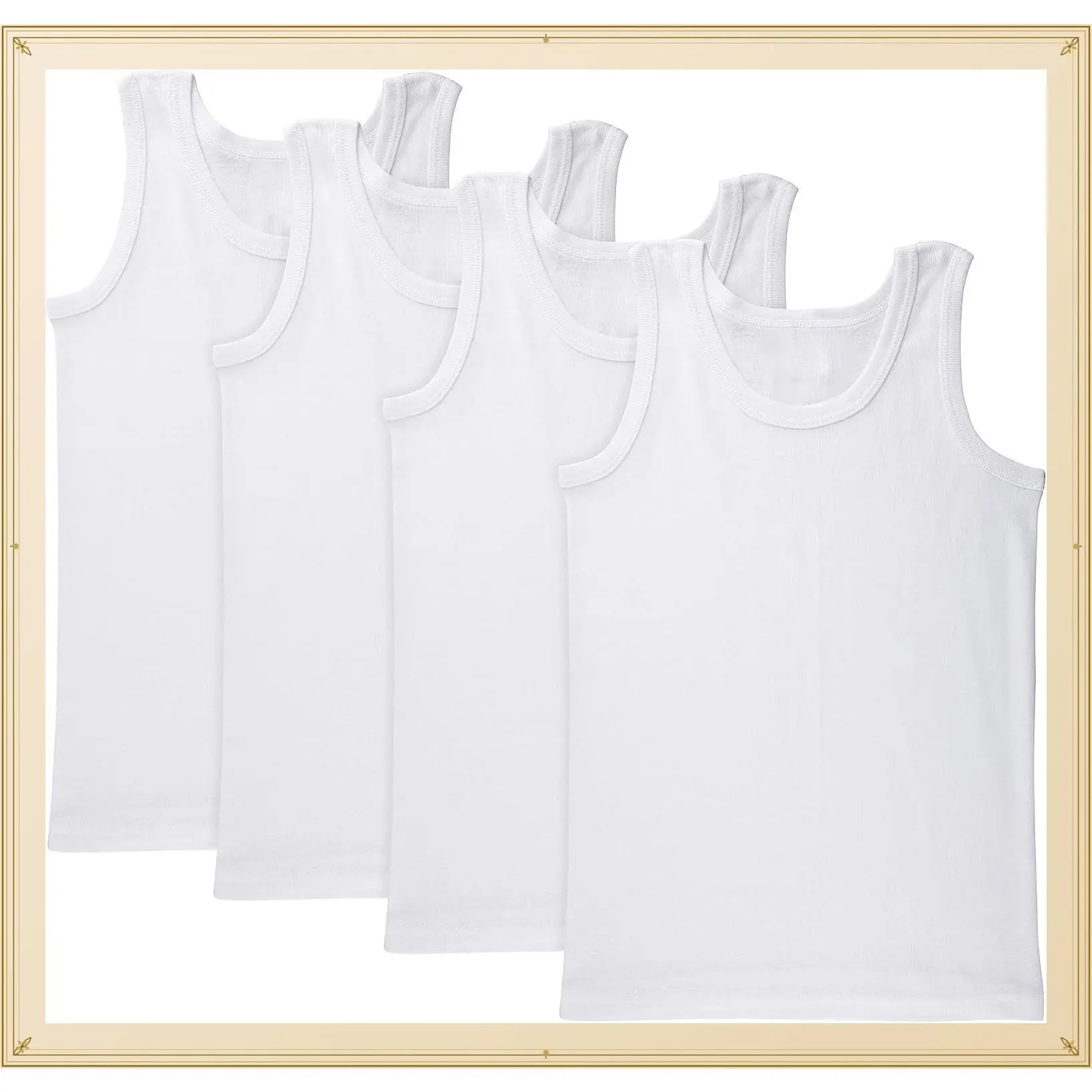 Boys Undershirt Tank Top - Tagless 100% Cotton Super Soft 4 Pack Novelty.Gift
