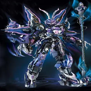 1208pcs Blue Mecha Warrior Building Block Set, Advanced Robot Model Kit with Articulated Joints and Cool Weaponry, ABS Material Blocks Suitable for Teens Aged 14 and Above, Collectible Gift for Sci-Fi Fans