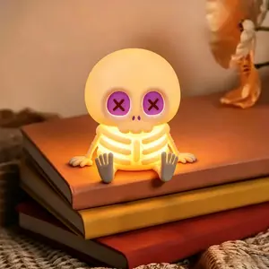 Halloween Skeleton Silicone Night Light, RGB Color Changing Touch Control Lamp, Rechargeable Spooky Atmosphere Light, Halloween Party Decor & Holiday Gift