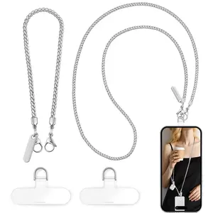 Cell Phone Chain 2 Pack, 1*Crossbody Lanyard 1*Anti  Wrist Strap Cellphone Wristlet 2*Clear Tether Tabs Fits for  Case