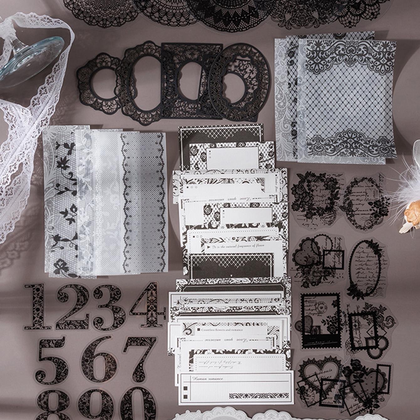 Vintage Lace Pattern Material Paper, 100pcs/box Mixed Style Scrapbooking & Stamping Paper, DIY Decorative Material for Scrapbooking & Journal Making, DIY Craft Kit, Creative Craft Kit