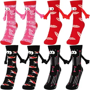 Magnetic Holding Hands Socks Novelty Funny Women Men Couple Socks Boyfriend for Gifts Halloween Christmas Socks