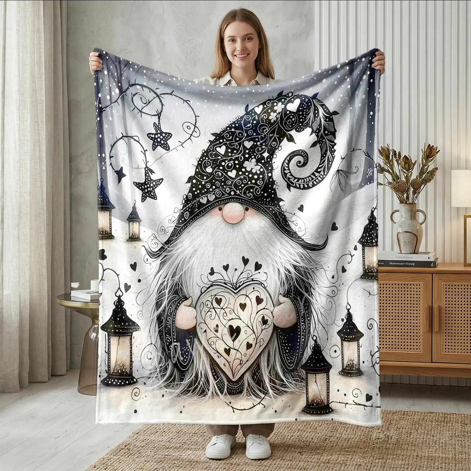Gothic Christmas Goblin Flannel Blanket, Soft Warm, Perfect for Bedroom Sofa Holiday Decor, Unique Gift Idea